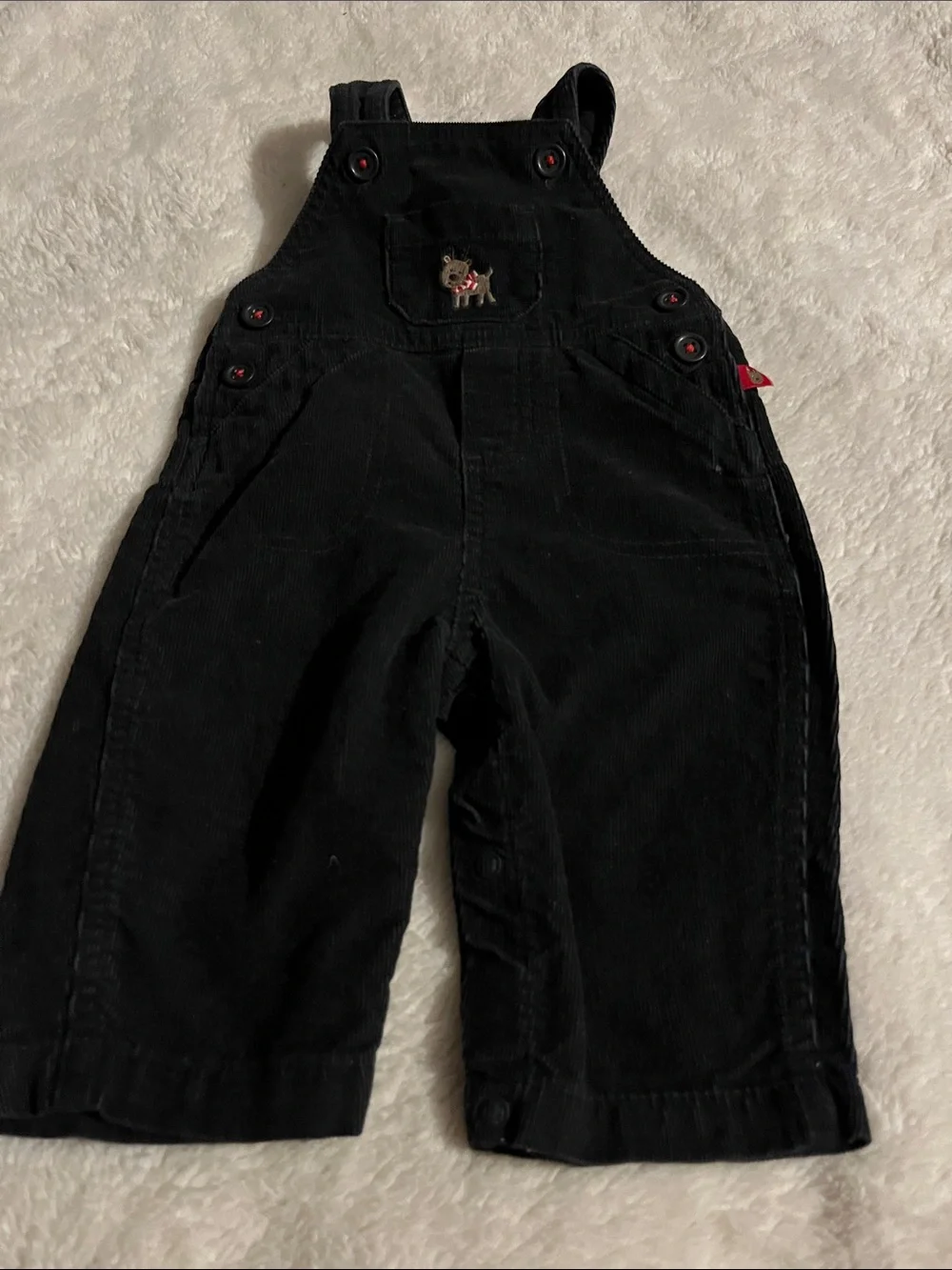Carter's Black Corduroy Overalls with Dog Patch